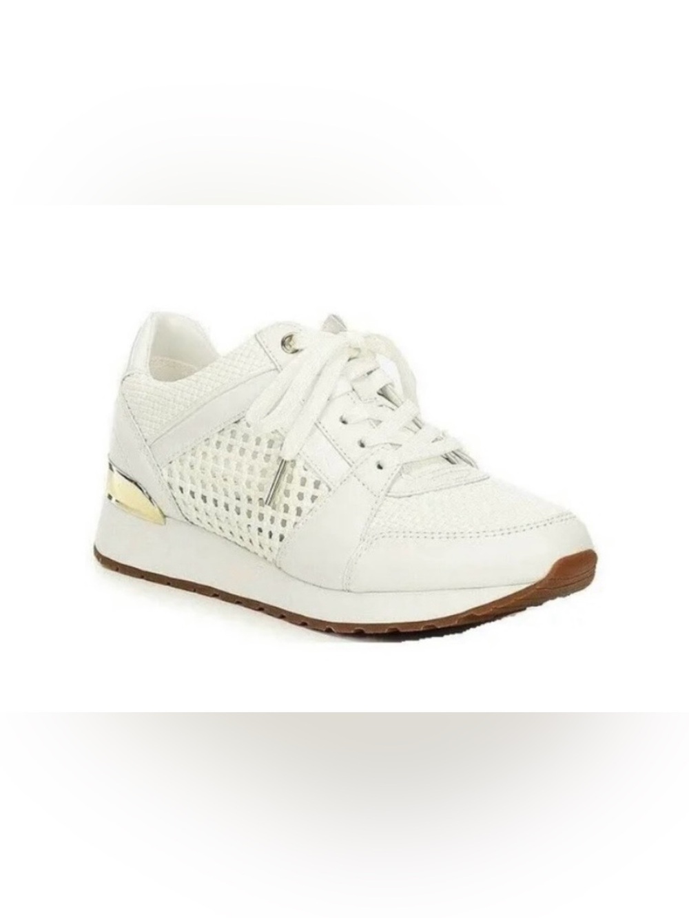 Michael Kors Shoes Billie
Raffia Detail Trainers Color:
Gold/White | Size:8